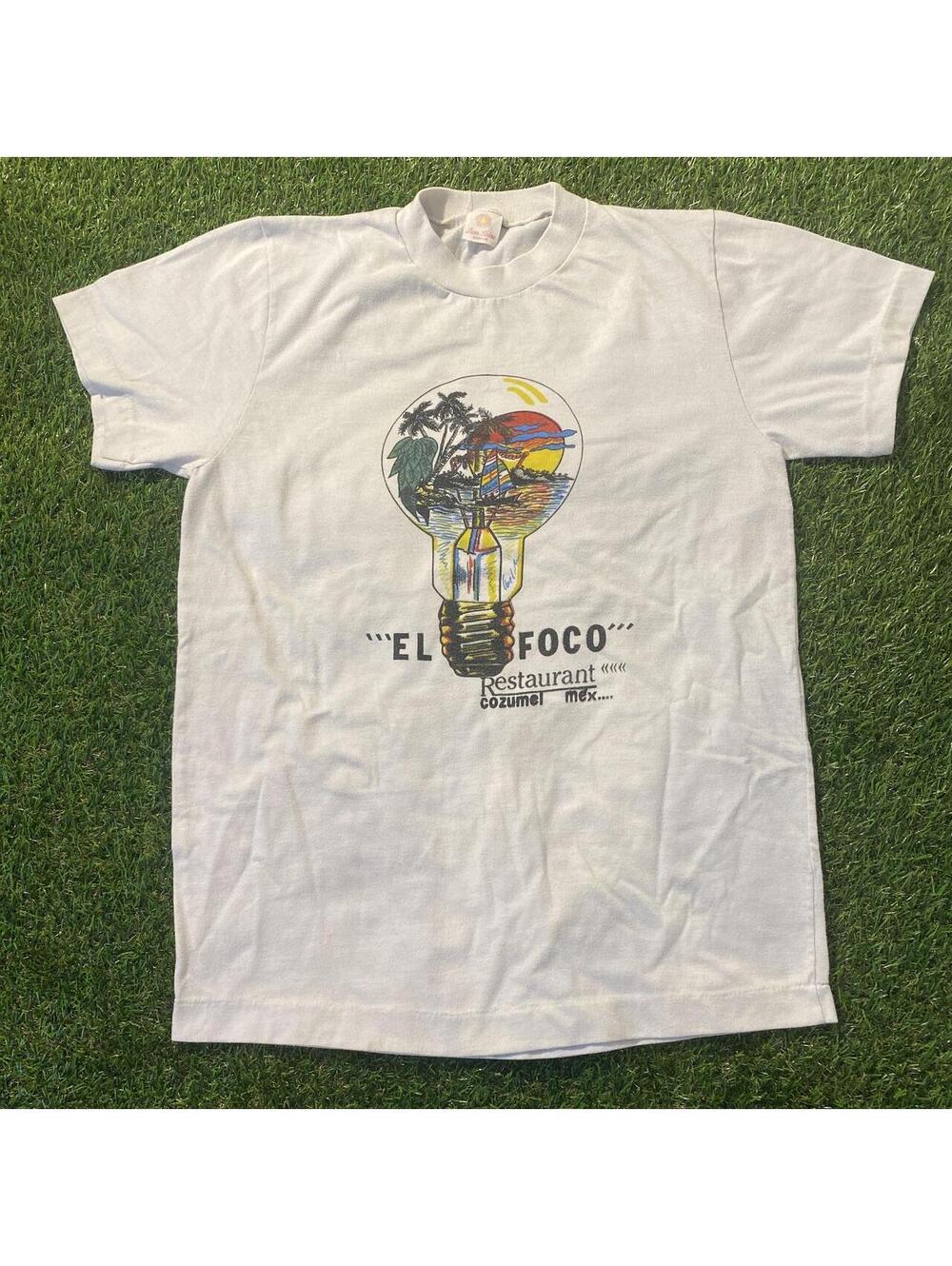 Vintage 80’s Single Stitch Cozumel Mexico El Foco Restaurant white t-shirt